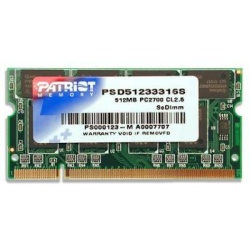 512MB Patriot DDR333 SO-DIMM PC2700 CL2.5 16-chip notebook memory
