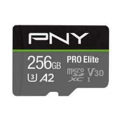 256GB PNY PRO Elite microSDXC CL10 UHS-I U3 V30 Flash Memory Card
