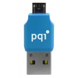 PQI Connect 203 Blue micro USB +USB2.0 OTG microSD Reader for Android Devices