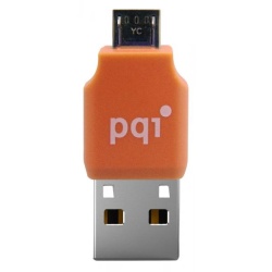 PQI Connect 203 Orange micro USB +USB2.0 OTG microSD Reader for Android Devices