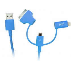 PQI i-Cable Multi-Plug (Blue) for mobile devices - Lightning / Apple 30-pin / Micro USB connectors