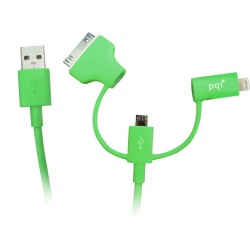 PQI i-Cable Multi-Plug (Green) for mobile devices - Lightning / Apple 30-pin / Micro USB connectors