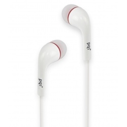 PQI In-Ear Stereo Earphones, Hands-Free Call Answering, Flat Cable Design, White Edition