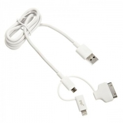 PQI i-Cable Multi-Plug (White) for mobile devices - Lightning / Apple 30-pin / Micro USB connectors