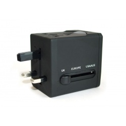 Rainbow Series Worldwide Travel Power Adapter with 2 USB ports (5V / 2.1A) - Black Edition