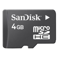 4GB Sandisk microSDHC memory card w/SD adapter