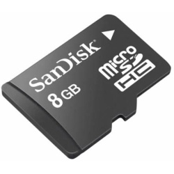 8GB Sandisk microSDHC memory card w/SD adapter (bulk)