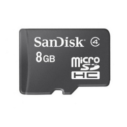 8GB Sandisk microSDHC memory card w/SD+miniSD adapter (bulk)