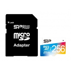 256GB Silicon Power Elite microSDXC CL10 UHS-1 85MB/sec Colorful Memory Card With Adapter