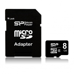 8GB Silicon Power microSD Memory Card SDHC Class 4 w/ SD adapter (SP008GBSTH004V10SP)