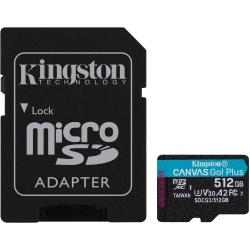 512GB Kingston Technology Canvas Go Plus UHS-I Class 10 MicroSD Memory Card With Adapter