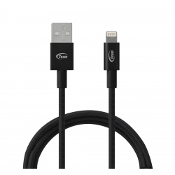 Team 100 cm (3.3 FT) WC01 Metallic Lightning Charging Cable - Black