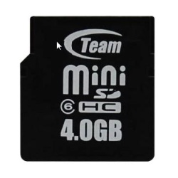 4GB Team MiniSDHC Secure Digital memory card (CL4) with SD adapter