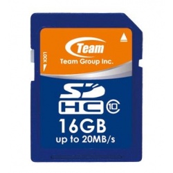 16GB Team SDHC CL10 Memory Card (read speed up to 20MB/sec)