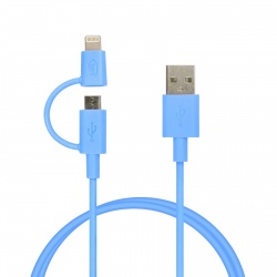 Team 2-in-1 Lightning And Micro USB Charging and Sync Cable Blue 100cm (WC02)