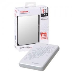 1TB Toshiba Canvio USB3.0 Portable Hard Drive (White/Gray)