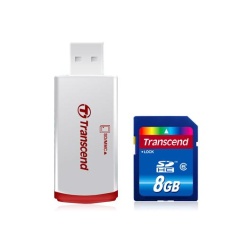 8GB Transcend SDHC CL6 Secure Digital Memory Card w/SDHC Card Reader
