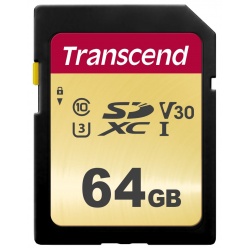 64GB Transcend 500S SDXC UHS-I U3 V30 SD Memory Card CL10 95MB/sec MLC Flash