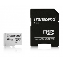 64GB Transcend 300S microSDXC UHS-I CL10 Memory Card with SD Adapter 95MB/sec