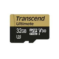 32GB Transcend Ultimate microSDHC UHS-1 4K Ultra HD CL10 Memory Card w/Adapter