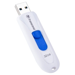 32GB Transcend JetFlash 790W USB3.1 Flash Drive - up to 100MB/sec - White Retractable USB