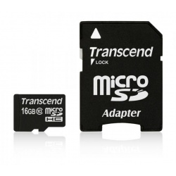16GB Transcend microSDHC CL10 high-speed memory card with SD adapter