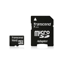 16GB Transcend microSDHC CL2 memory card with Secure Digital adapter