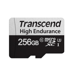 256GB Transcend High Endurance 350V microSDXC Memory Card CL10 UHS-I for Dashcams and Surveillance