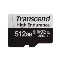 512GB Transcend High Endurance 350V microSDXC Memory Card CL10 UHS-I for Dashcams and Surveillance