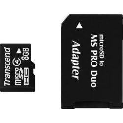 8GB Transcend microSDHC CL4 with Memory Stick PRO Duo adapter