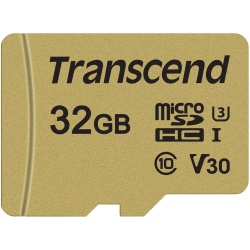 32GB Transcend microSD 500S UHS-I V30 - Speed up to 95MB/sec - With SD Adapter