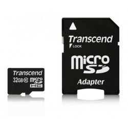 32GB Transcend microSDHC CL10 high-speed memory card with SD adapter