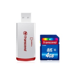 4GB Transcend SDHC CL6 Secure Digital Memory Card w/SDHC Card Reader