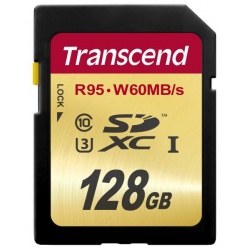128GB Transcend Ultimate SDXC UHS-I U3 High-Speed Memory Card (95MB/sec read - 60MB/sec write)