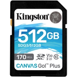 512GB Kingston Technology Canvas Go Plus UHS-I Class 10 SDXC Memory Card