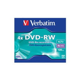 Verbatim DVD-RW 120Min 4.7GB 4X Branded 1-Pack Jewel Case