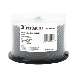 Verbatim DataLifePlus White Inkjet DVD-R Media 16x 4.7GB 50-Pack Spindle
