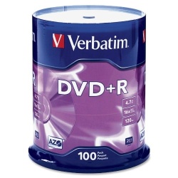 Verbatim DataLifePlus DVD+R 16x Media 4.7GB 100-Pack Spindle