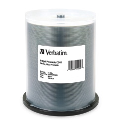 Verbatim CD-R White Inkjet Hub Printable 52x 700MB 100-Pack Spindle