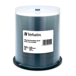 Verbatim White Thermal Printable CD-R 52x Media 700MB 100-Pack Spindle