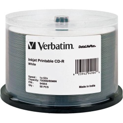 Verbatim DataLifePlus 700MB CD-R White Inkjet Printable 52X 50-Pack Spindle