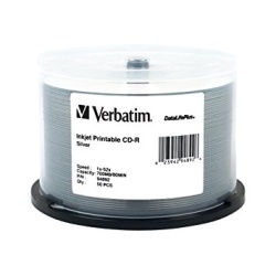 Verbatim CD-R 700MB 52X DatalifePlus Silver Inkjet Printable 50-Pack Spindle