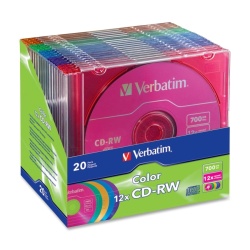 Verbatim CD-RW 700MB 12X 20-Pack Matching Color Slim Case
