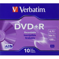 Verbatim DVD+R 4.7GB 16X Branded 10-Pack Slimcase