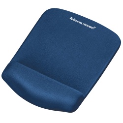 Fellowes Plush Touch Mouse Pad with Foam Fusion Wrist Rest - Blue