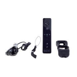Black Nintendo Wii Remote Control Motion Plus Bundle with Nunchuk, Silicon Case, Wrist Strap