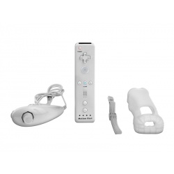 White Nintendo Wii Remote Control Motion Plus Bundle with Nunchuk, Silicon Case, Wrist Strap