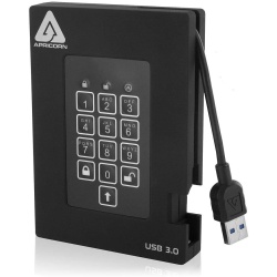 256GB Apricorn Aegis Padlock Fortress USB3.0 External Solid State Drive - Black