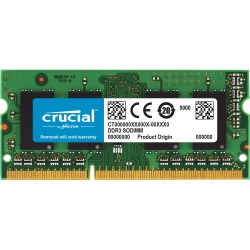 8GB Crucial DDR3 SO DIMM 1333MHz PC3-10600 CL9 1.35V Memory Module