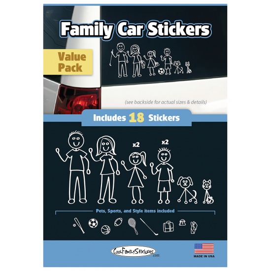 Cool Family Car Stickers - Compact Value Pack - contains 18 stickers Image